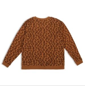 Time & Tru Women's Animal Print Leopard Swing Sweatshirt Size Medium 8-10 Brown
